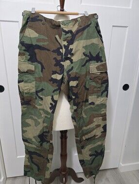 Vintage USGI Military Woodland Camo BDU Cargo Pants Medium Regular